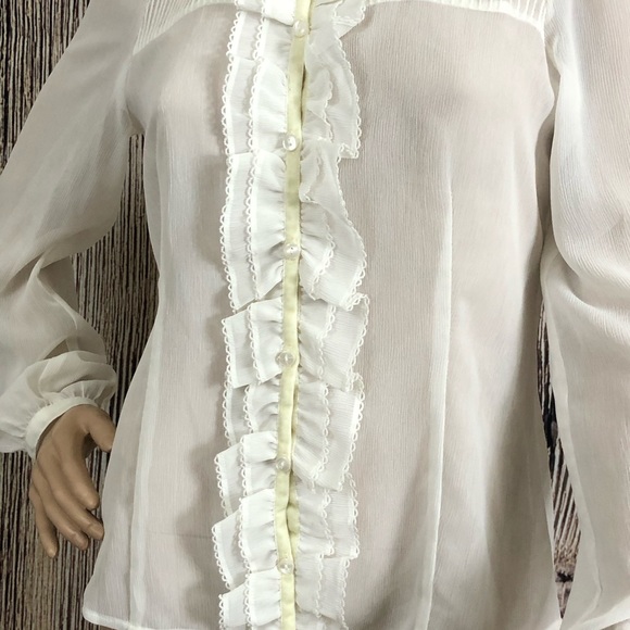 Ann Taylor Loft White Ruffle Shirt - Picture 10 of 14